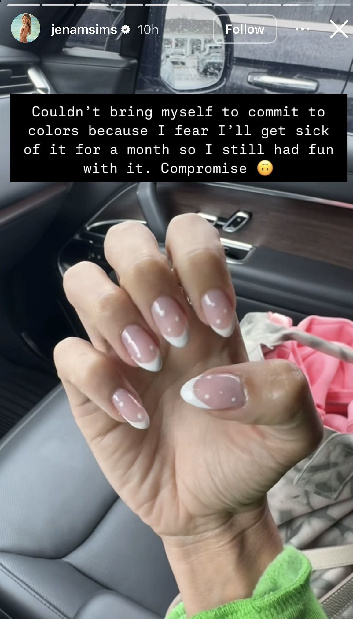 Still taken from Sims’ Instagram Story _ Source: Instagram/@jenamsims
